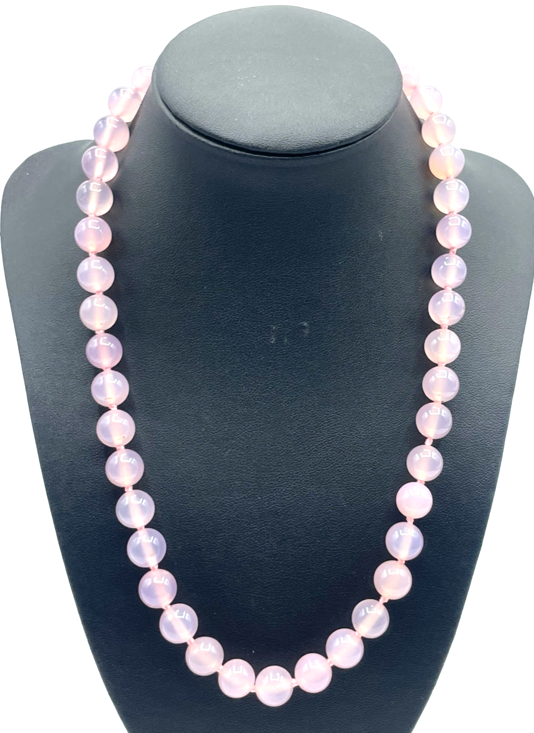 AAA Qualität Rosenquarz Kugelkette mit 925 Silber Karabiner Ø 10 mm L 44 + 4 cm0