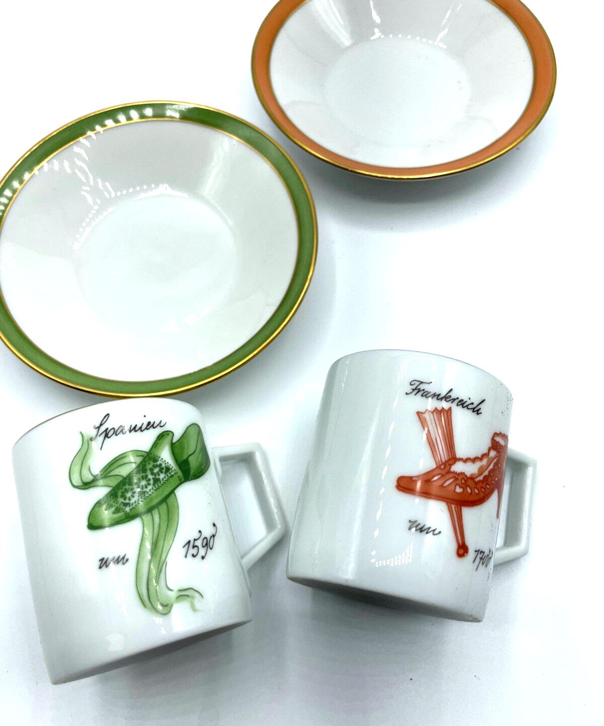 2x Espresso Tasse Höchst Porzellan lim. exkl. Salamander Schuhmoden Epochen2