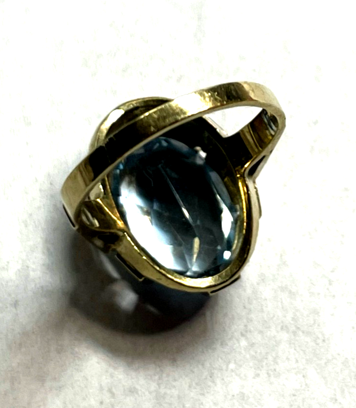 Vintage 333 Gold 8 K Blautopas Ring Ø 16,5 mm RG 52 Juwelier Qualität gepfl.9