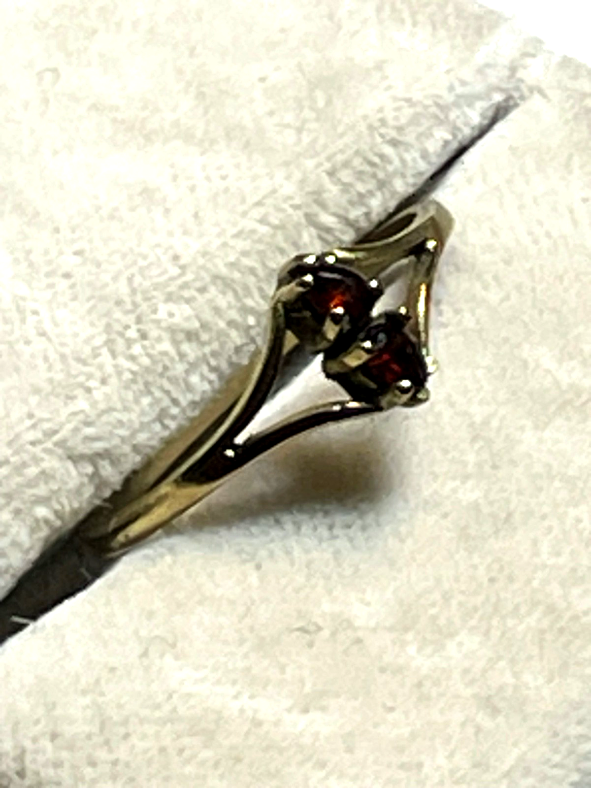 Zarter 333 Gold 8 K Ring 2 x Granat Ø 16,9 mm RG 52 solide Handarbeit Juwelier3