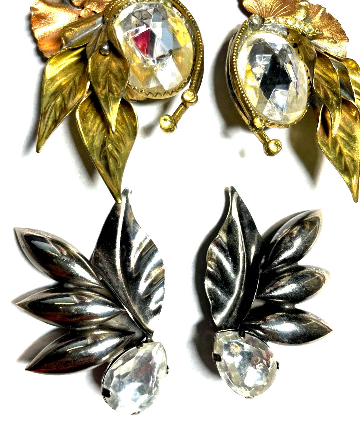 Vintage 80er Jahre Statement 2x Ohrclips Clips stattlich Modeschmuck Motto Party2