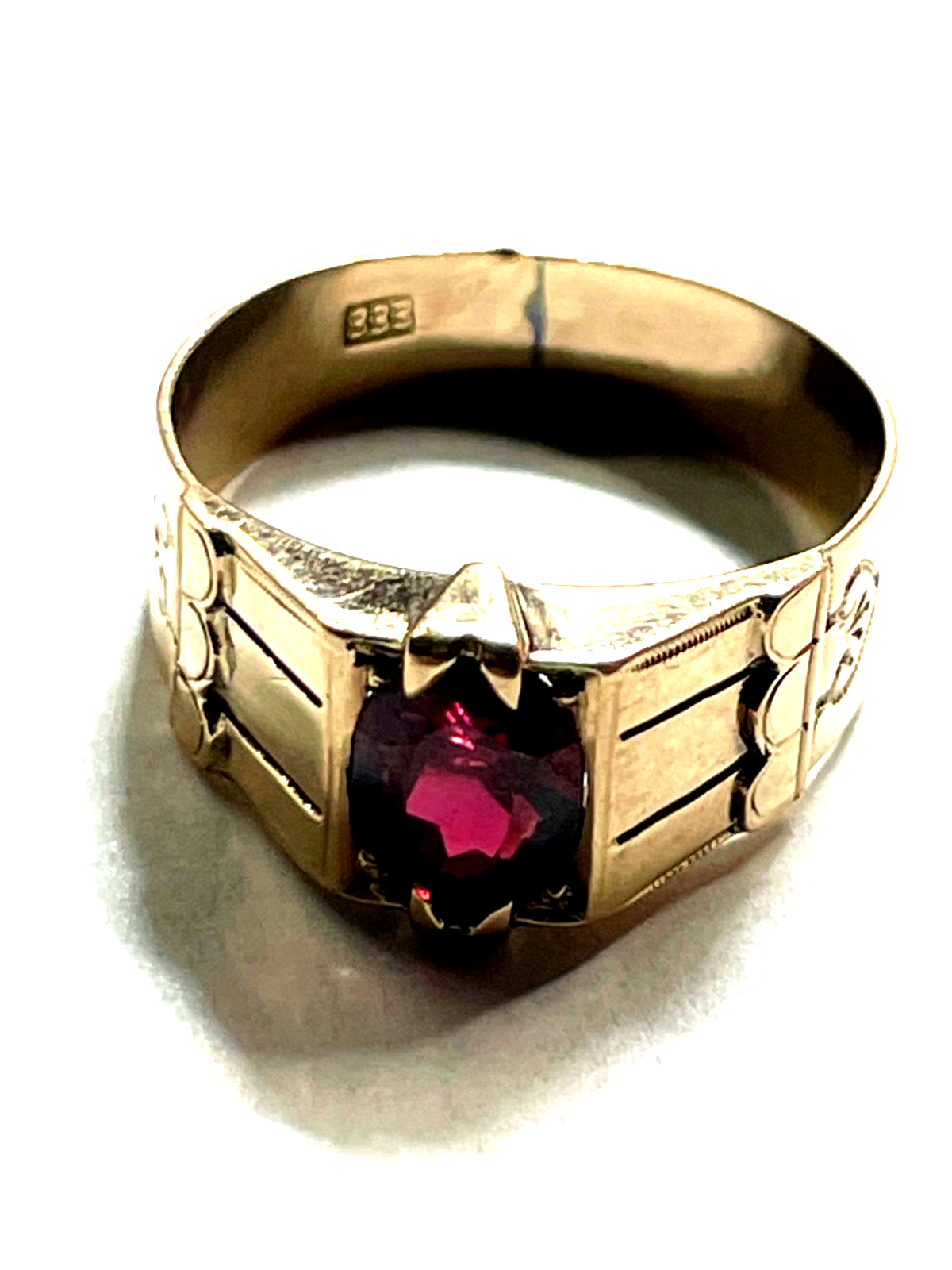 Aparter 333 Gold 8 K antik Ring Rotgold Granat RG 55 Ø 17,5 mm Juwelier5