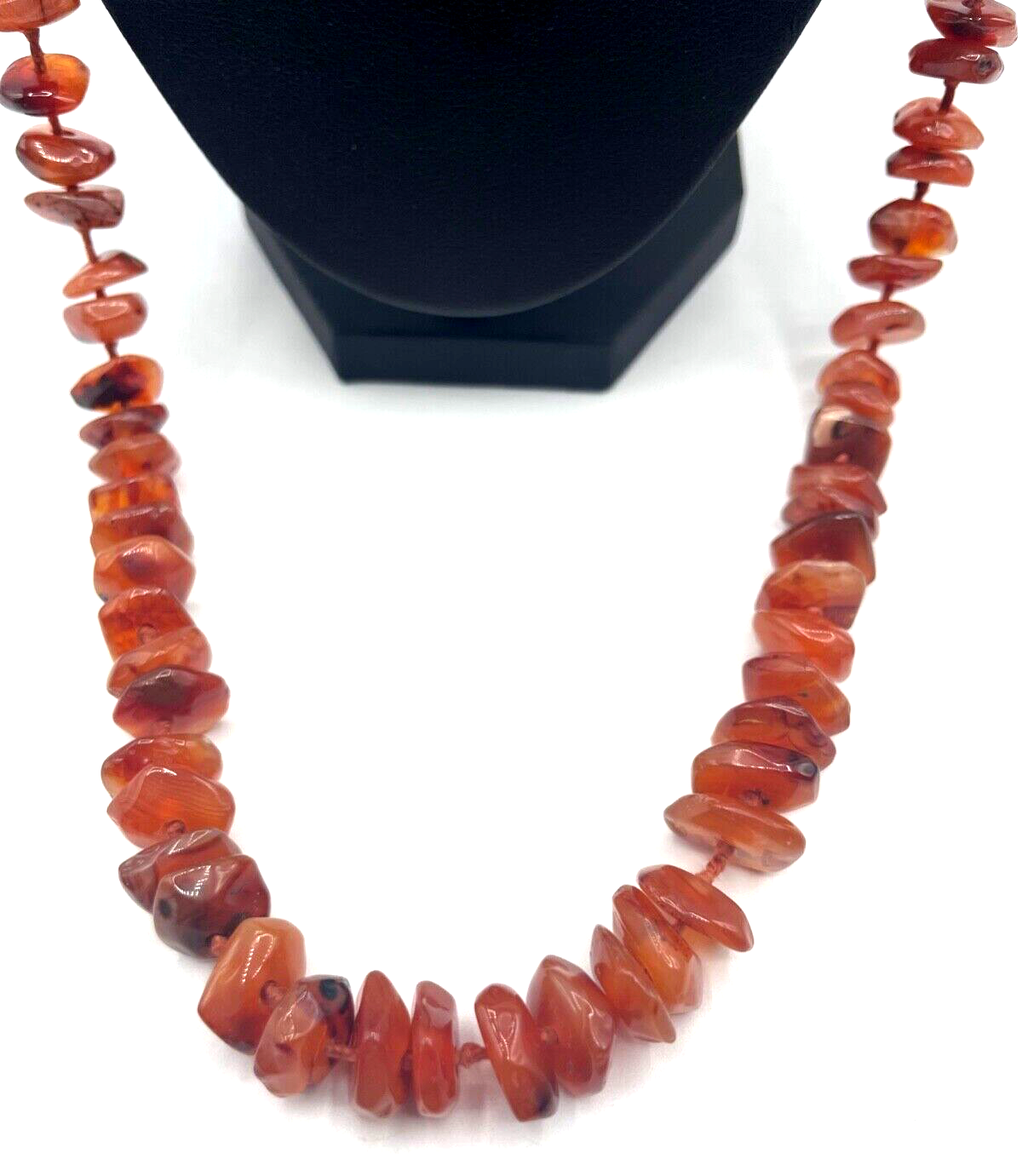 Vintage Karneol Edelstein Kette Nuggets im Verlauf einzeln geknotet L 81 cm2