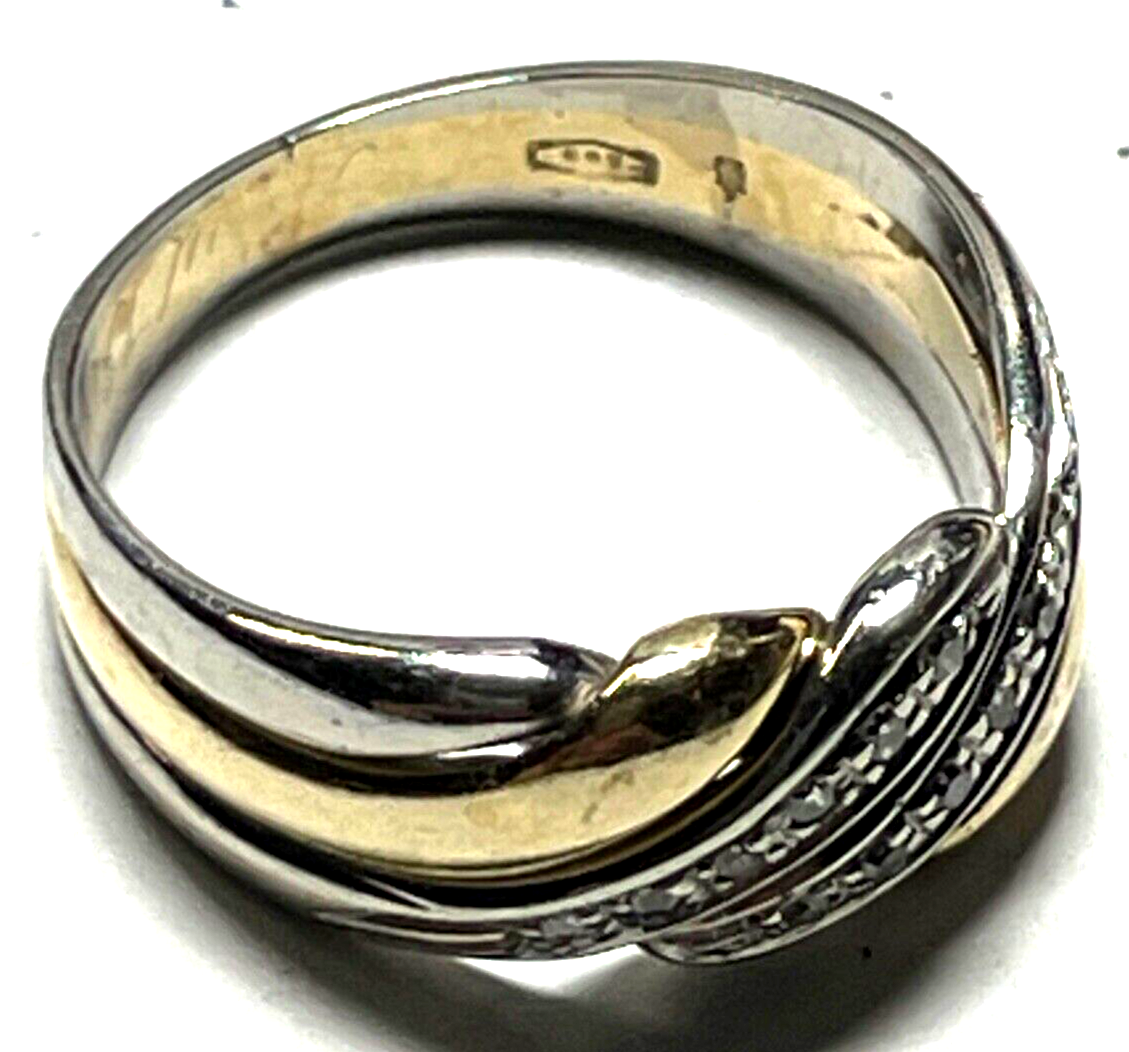 Solider aparter 585 Gold 14 K bicolor Ring 12 Diamanten Juwelier RG 53 4,27 Gr.5