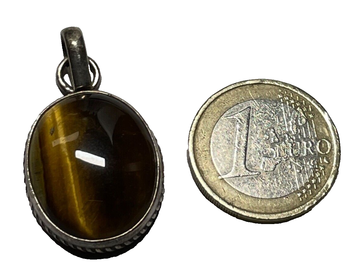 Solider 925 Silber  Anhänger Tigerauge Handarbeit Geschäftsauflösung ungetragen4