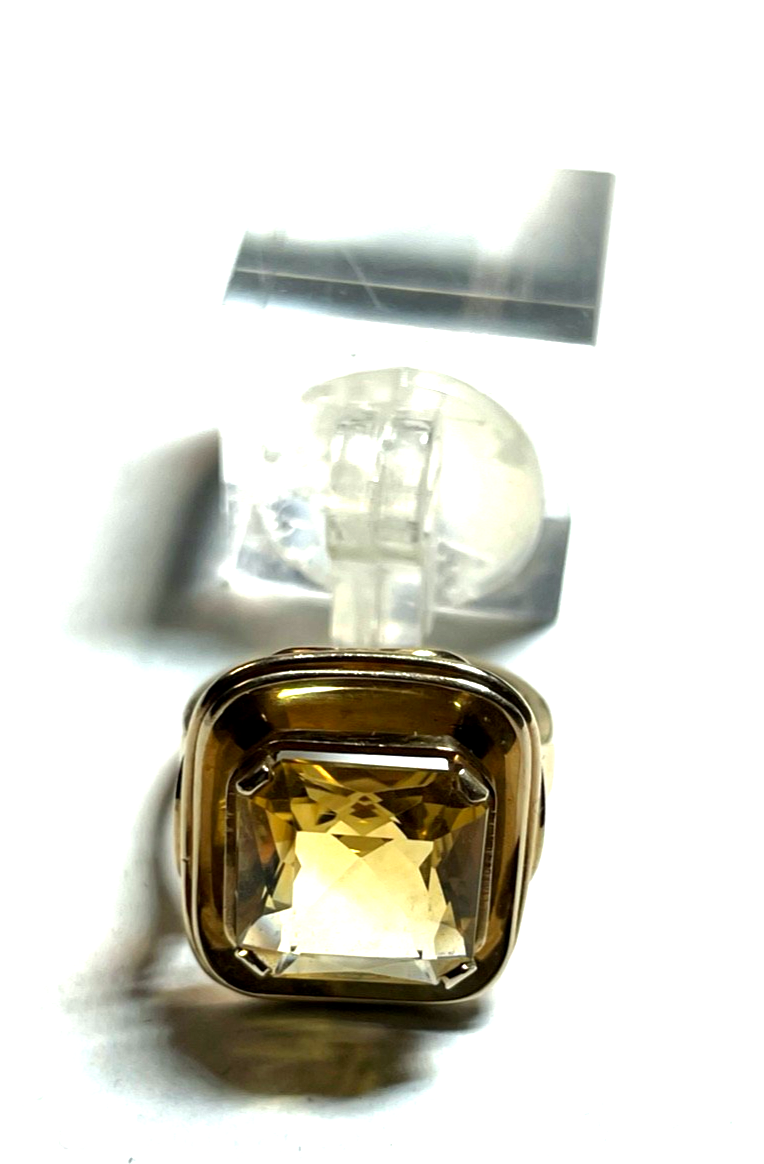 Solider 585 Gold 14 K  Ring großer Citrin Kissen Ø 16,9 mm RG 53 Juwelier gepfl.3