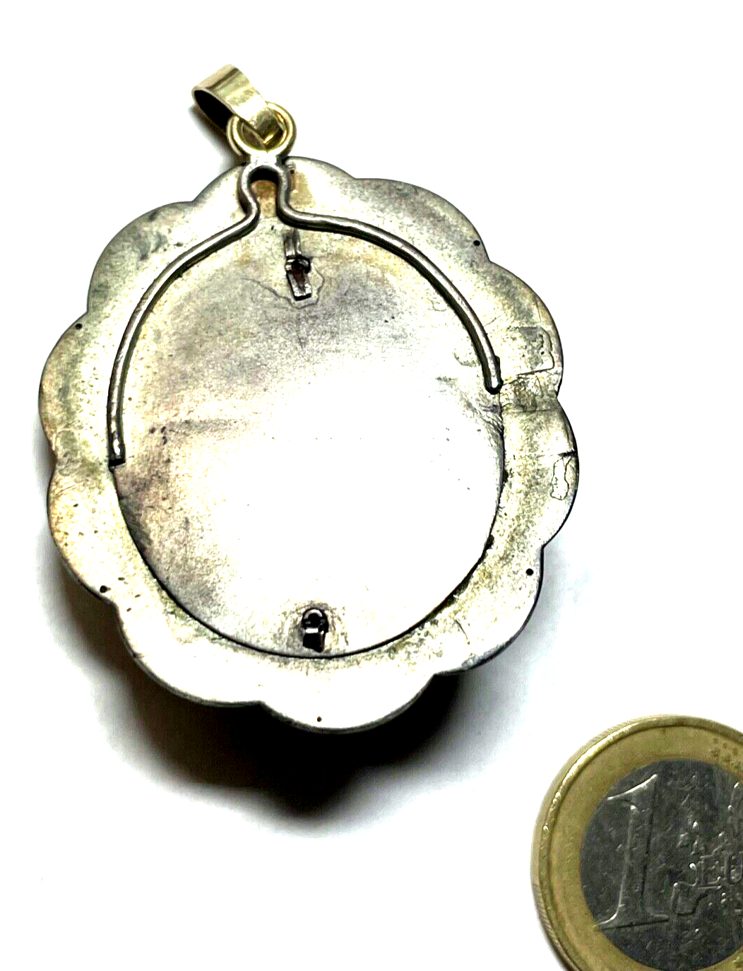 Stattlicher Biedermeier Anhänger Schaumgold L 53 mm B 39 mm echte Perle rar13