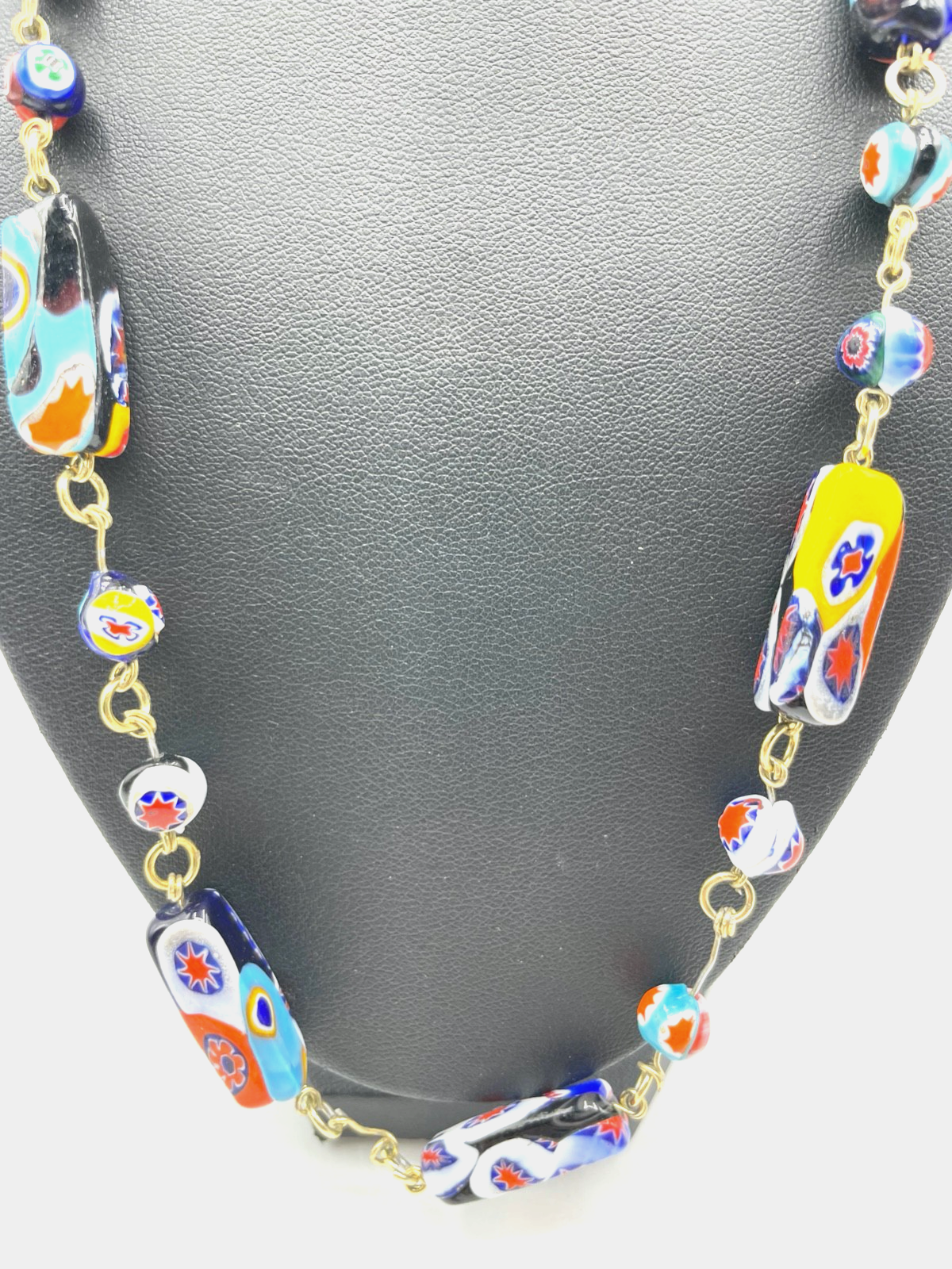 Vintage bunte Murano Glas Glasperlen Kette Mille Fiori 70er Jahre  L 59,5 cm1