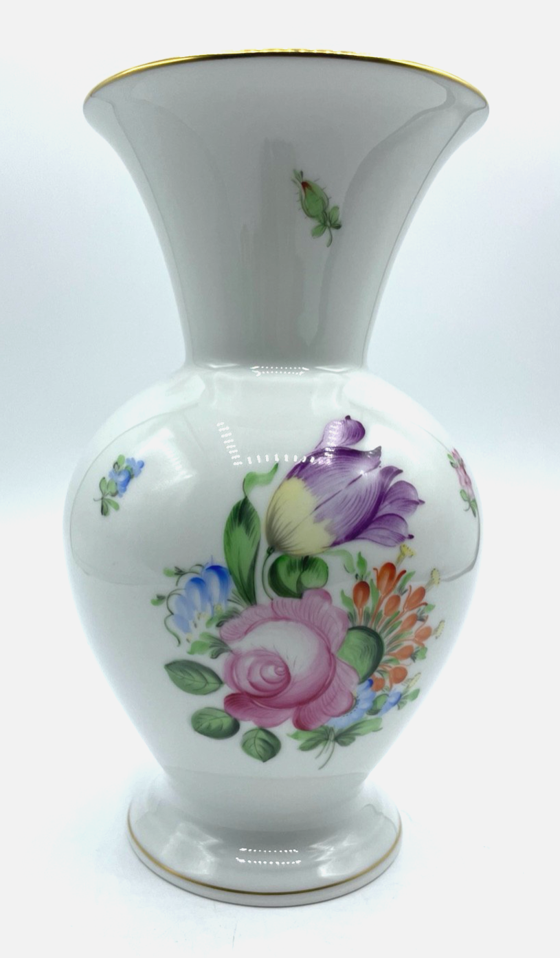 Herend große Porzellan Vase handbemalt  Blumenbukett 1. WAHL H ca. 20,5 cm5