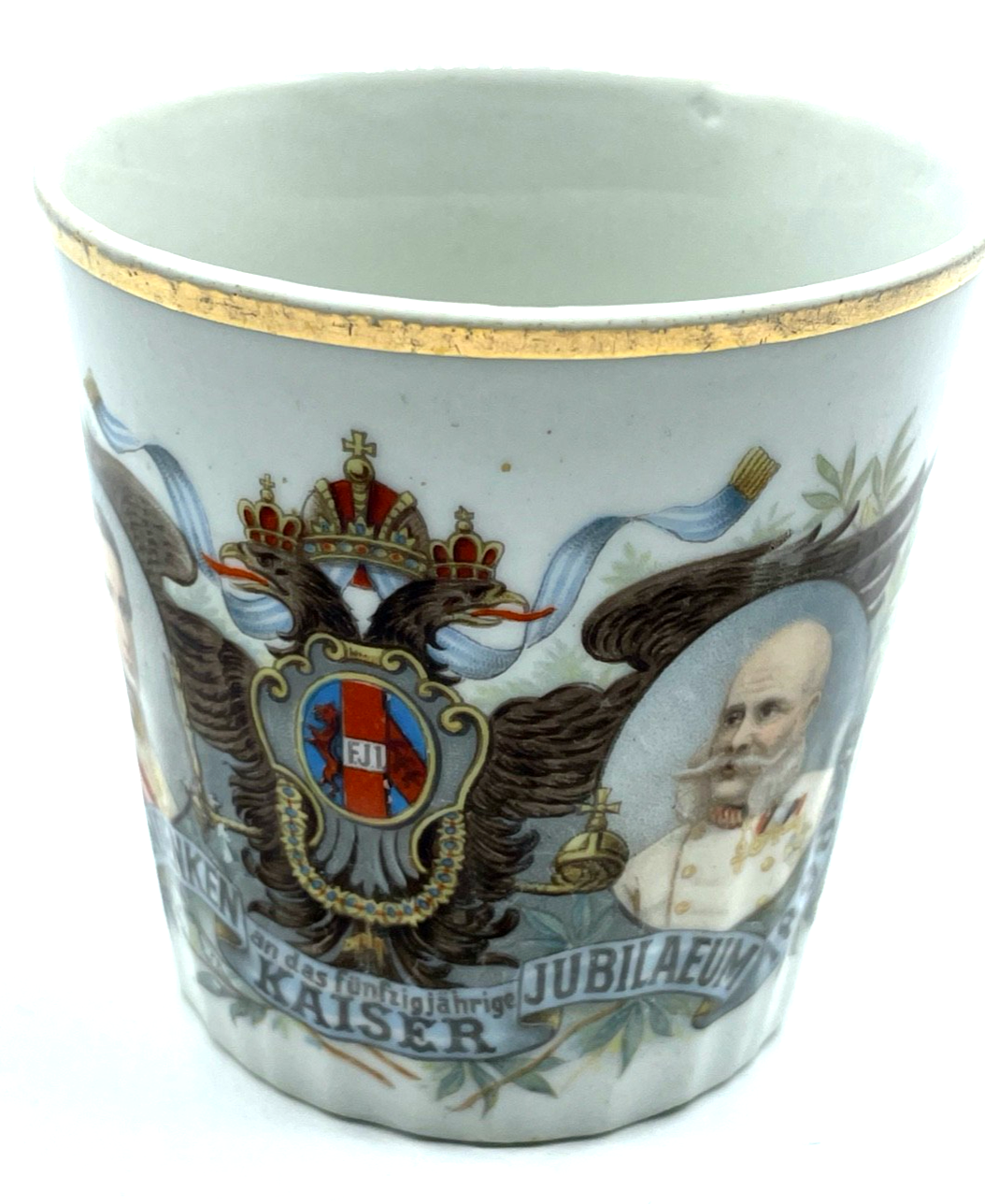 Porzellan Becher 50 Jahre Kaiser Jubiläum 1898 Kaiser Franz Josef Patriotika0