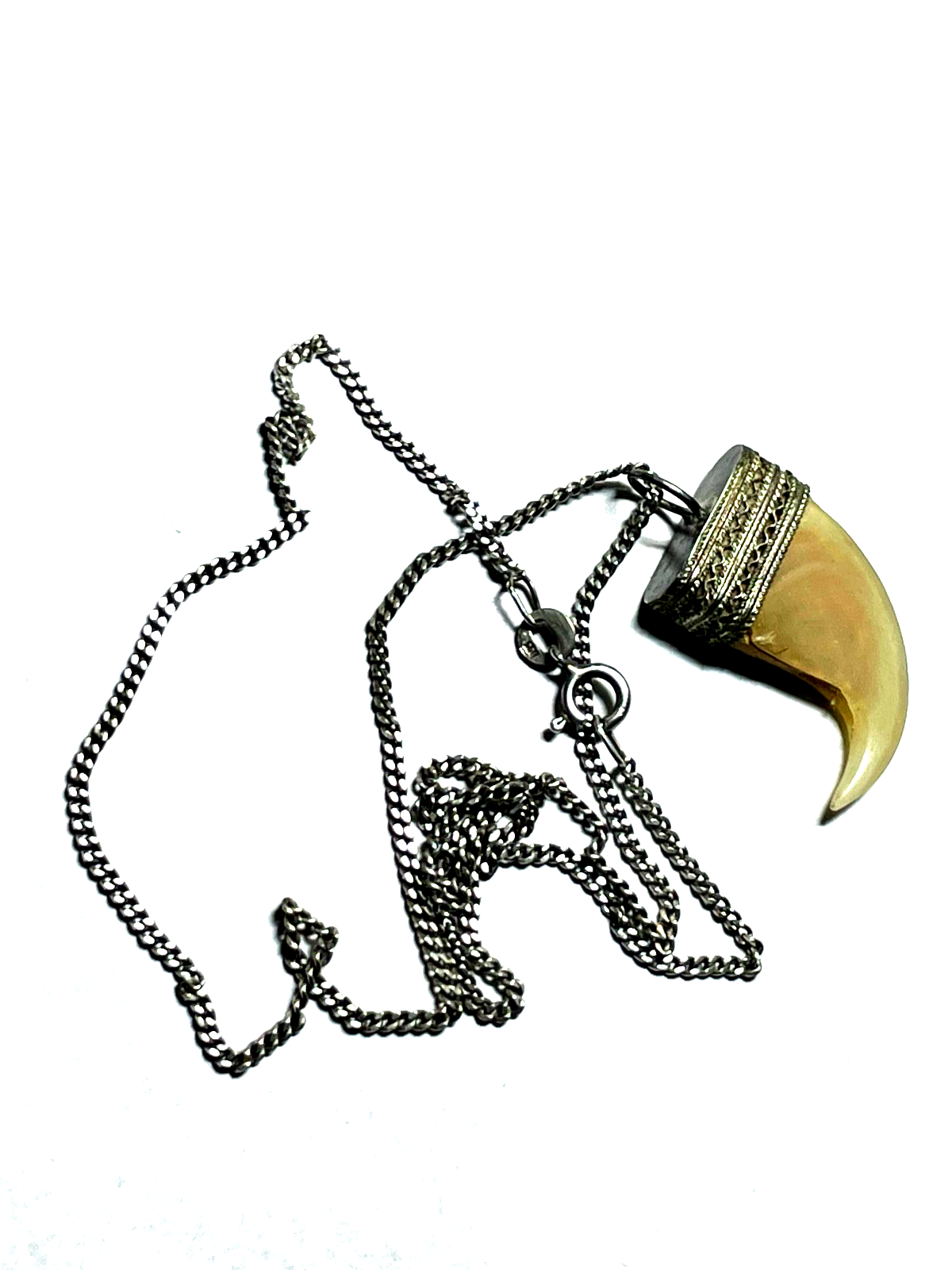 Vintage Raubvogel Kralle Tierkralle Talisman an 835 Silber Panzerkette unisex5