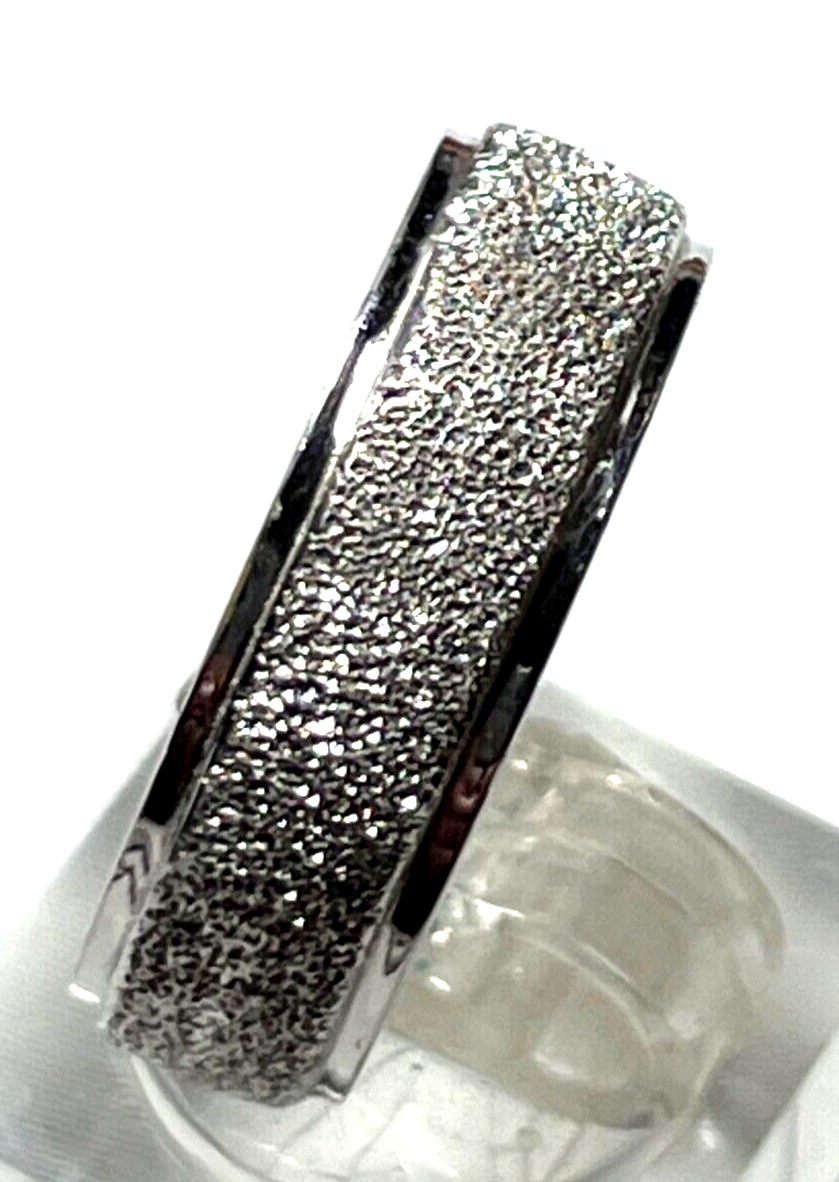 Aparter unisex Bandring 925 Silber Ring mit Struktur Oberfläche Ø 19 mm RG 602