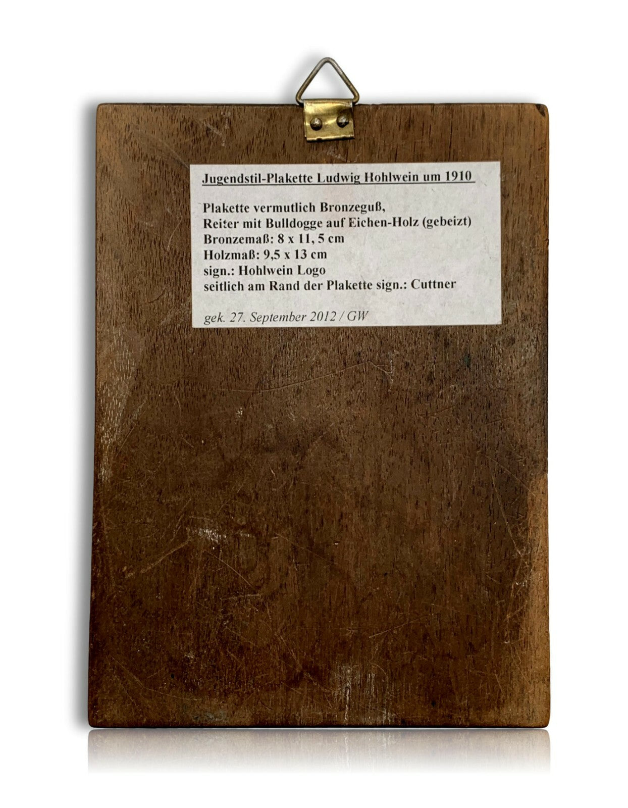 Ludwig Holwein München - seltene Plakette auf Holz 1910 - Guß Kupfer - signiert 3