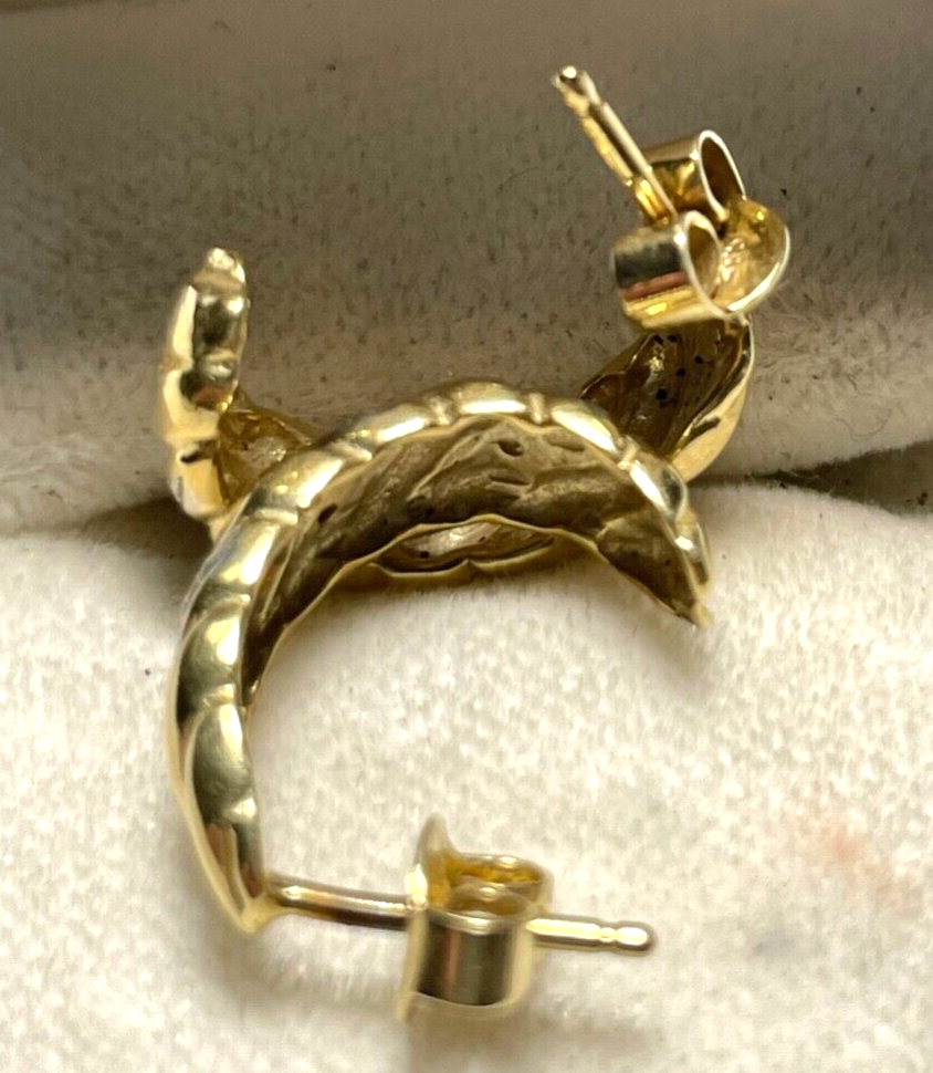 585 Gold 14 K Ohrringe Halbcreolen Ohrstecker 4x Diamant L 16 B 5,5 mm Juwelier4