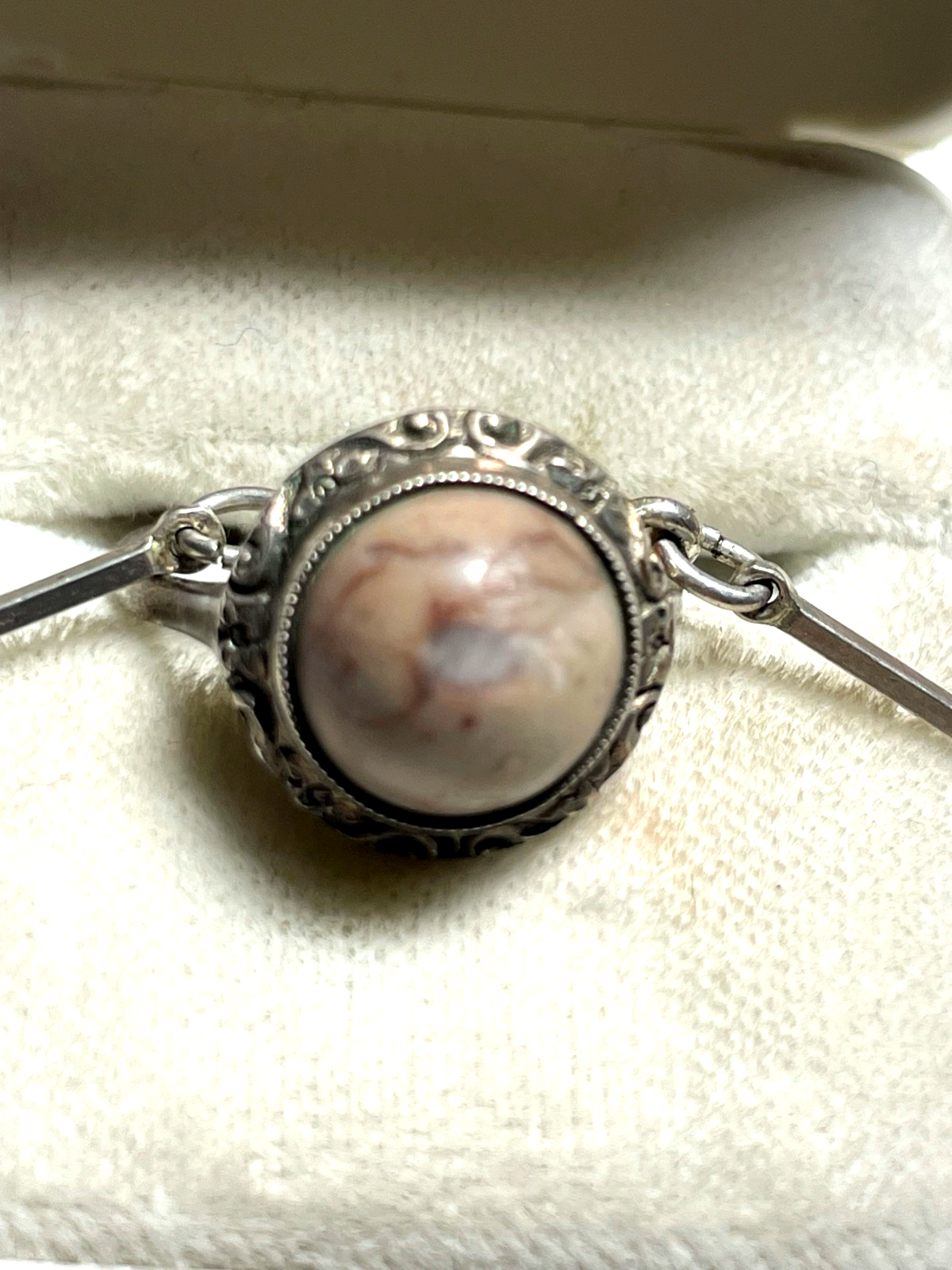 Vintage 800 RW Silber Set Armkette Armband + Ring mit Jaspis 60erJ 70erJ RG 531