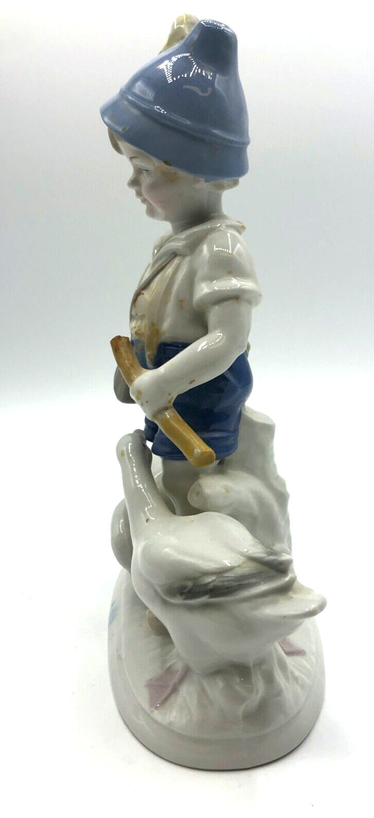 Vintage DDR VEB Porzellan Figur Gänsehirte Wagner & Apel handbemalt H 21 cm5