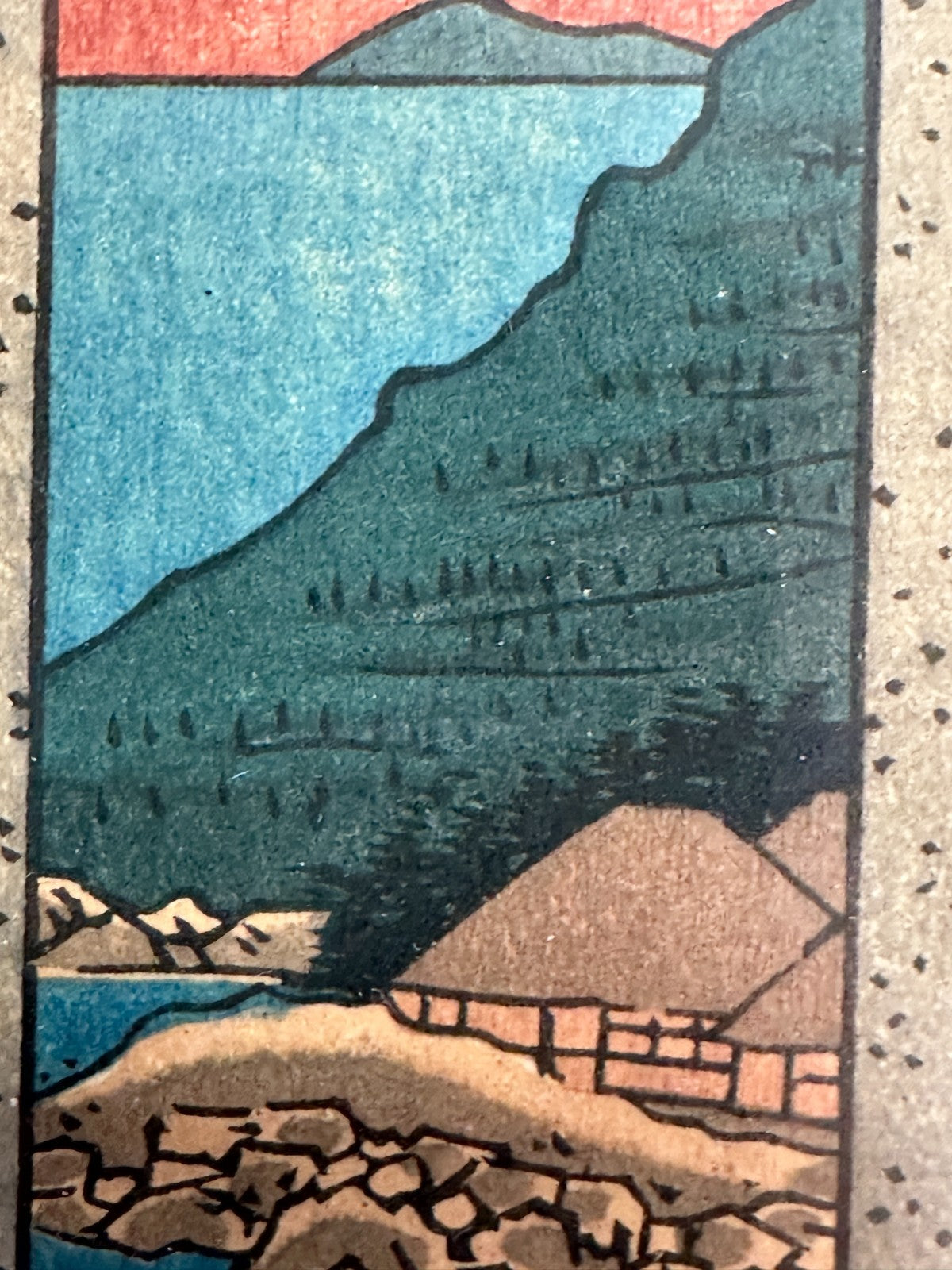 Original Hiroshige Holzschnitt – Bizen Küste mit Torii – ca. 1853 Edo-Zeit Japan4