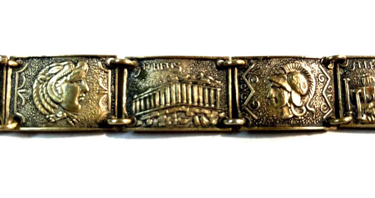 Antik Armband Reise Souvenir Andenken Griechenland Tempel Götter etc. L 19 cm3