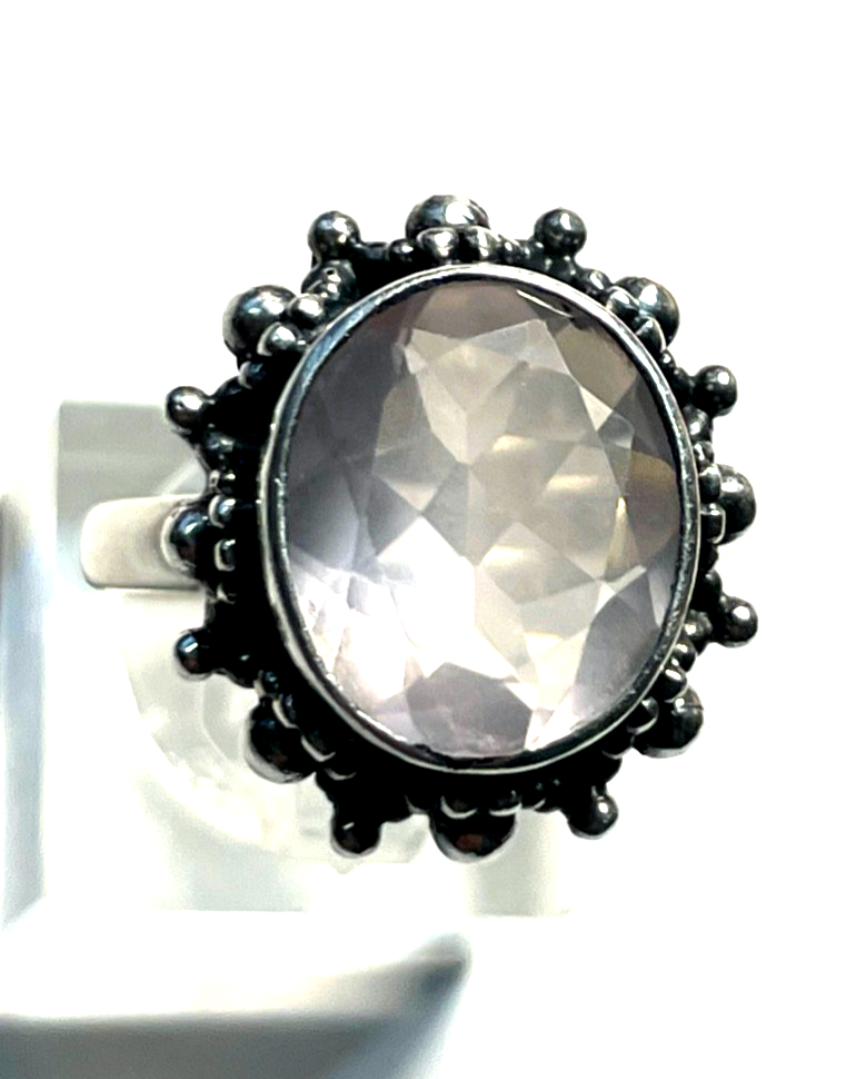 Vintage solider 925 Silber Ring heller Amethyst massiv Ø18,5mm RG 58 Handarbeit3