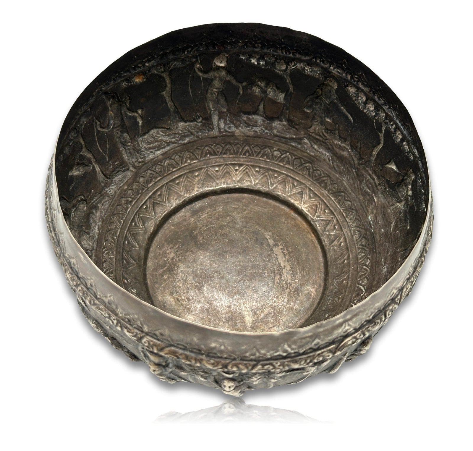 Silberschale mit figürlichem Hochreliefdekor – Südostasien - ca. 1900/30 - Burma10