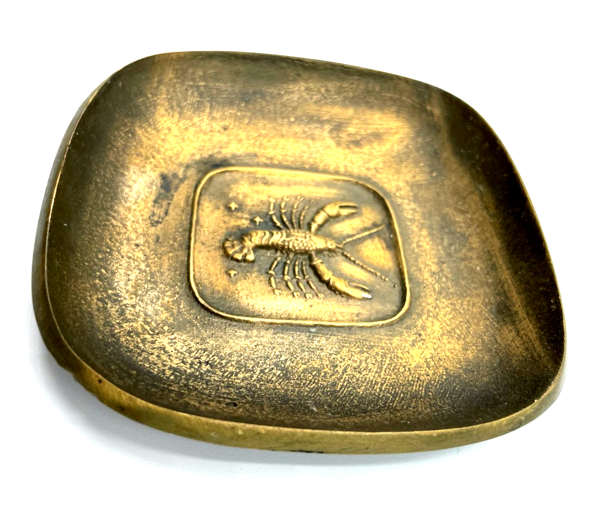 Vintage massiv Bronze Tellerchen Ascher ? mit Krebs Motiv gepflegt3
