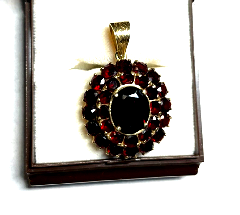 Gr.  Entourage 585 Gold Granat Anhänger 14 K Gelbgold solide Juwelier Qualität3