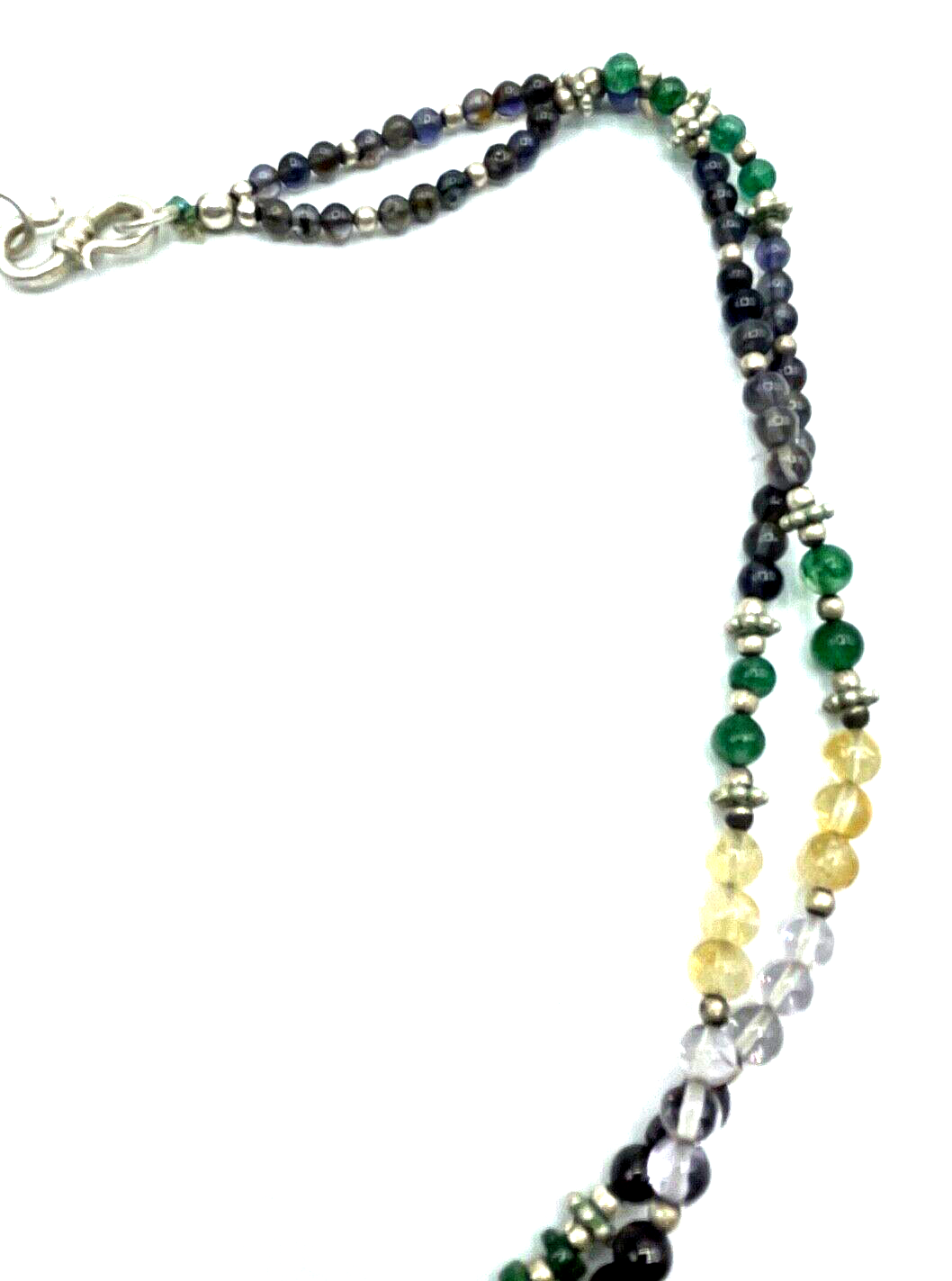 Aparte Ethno Edelstein Mix Kette Collier 2 reihig 925 Silber L 47 cm ungetragen4