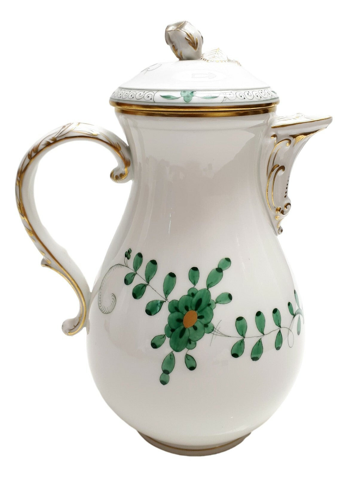 Meissen Porzellan - Kaffeekanne Kanne - indisch Grün - Goldstaffur2
