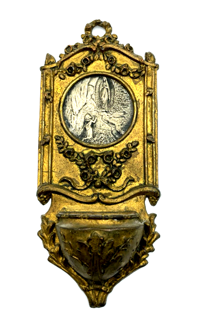 Antik Weihwasserkessel für Wand um 1880 Lourdes Pilger Souvenir Historismus2