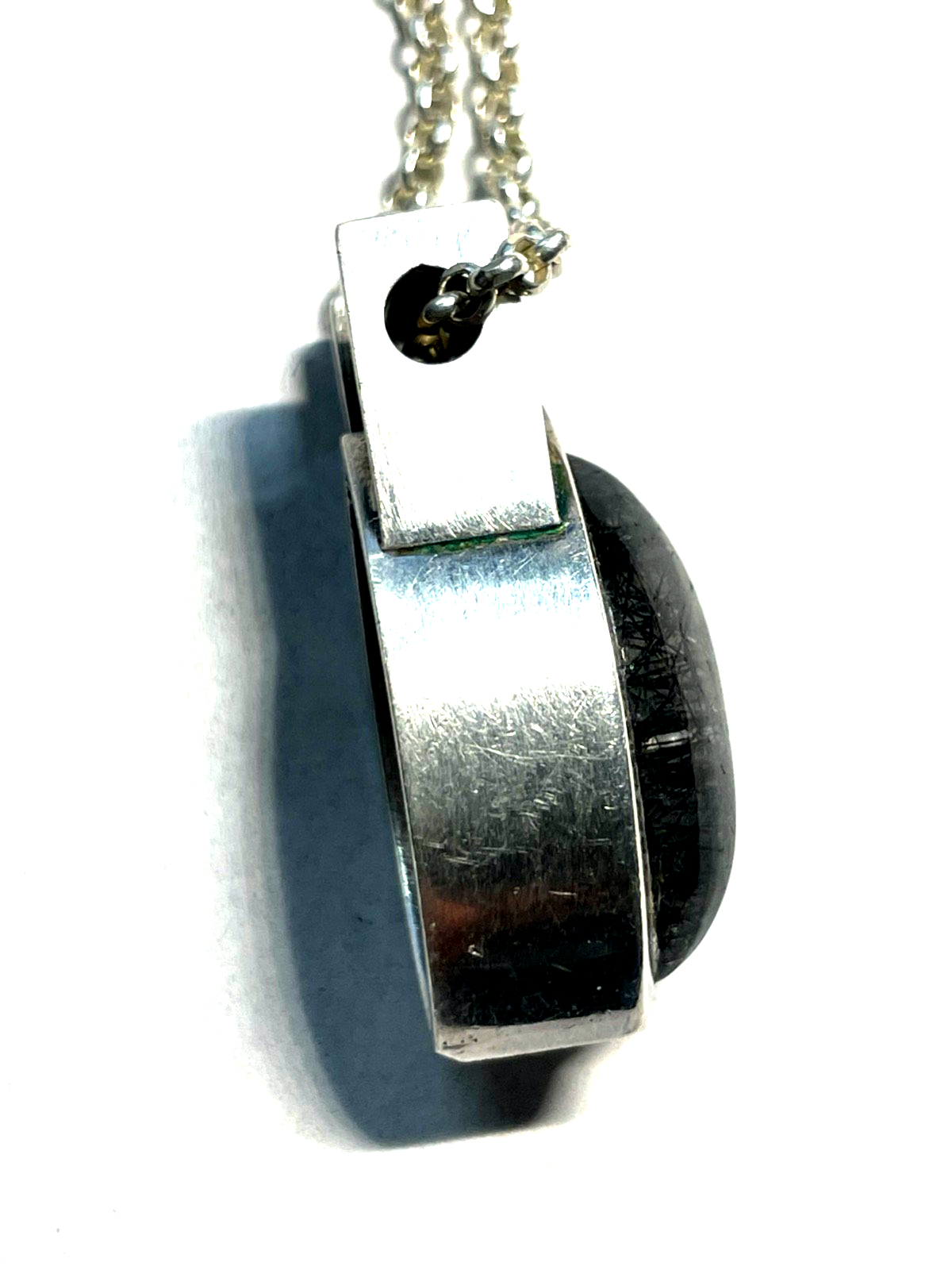 50 cm lange 925 Silber Erbskette mit massiv Sterling Rutilquarz Anhänger modern3