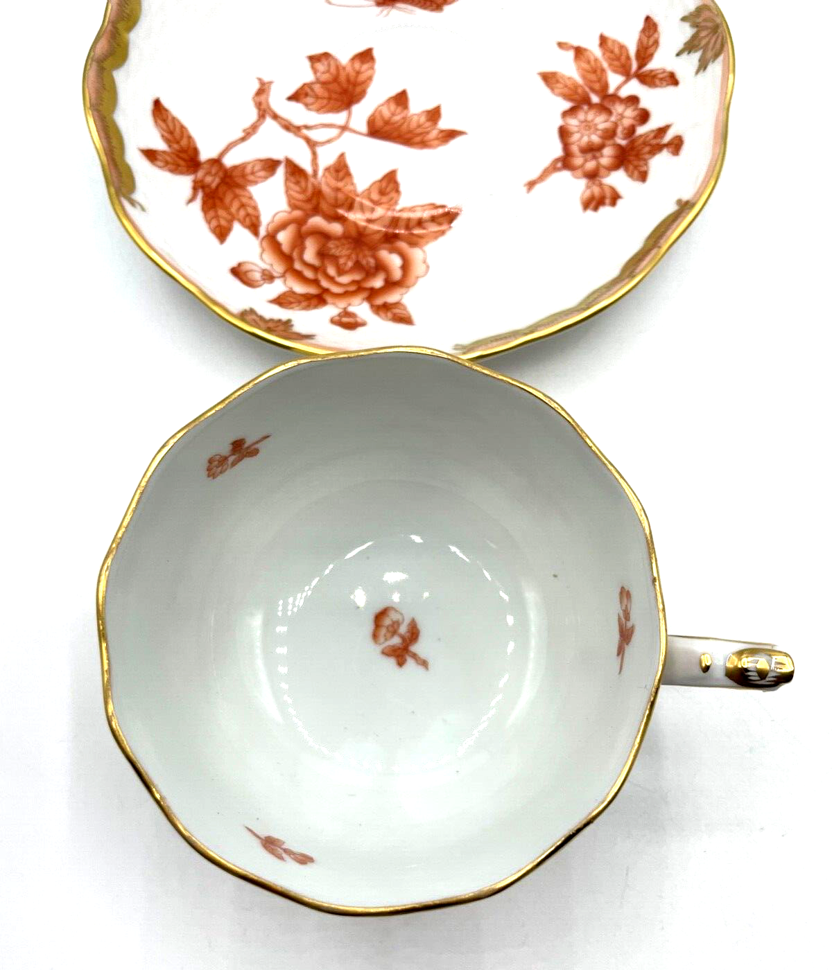 Herend Porzellan Tasse + Untertasse Fortuna Rust Cup + Saucer selten  1. WAHL3