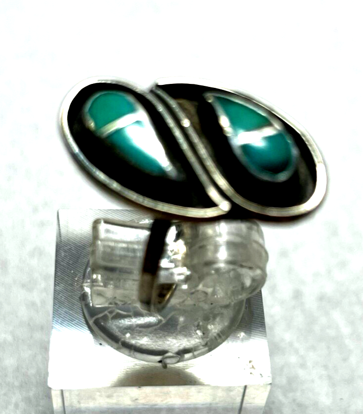 925 Sterling Silber Ring Indianerschmuck Türkis Navajo Handarbeit RG 531