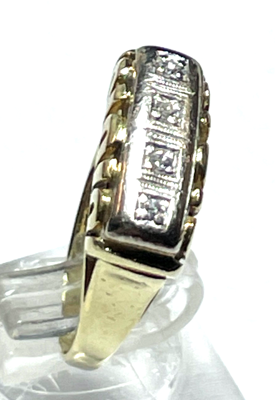 Antik 585 Gold 14 K bicolor Ring 4 Diamanten Juwelier Ø 17,2 mm Gr. RG 54 gepfl.14