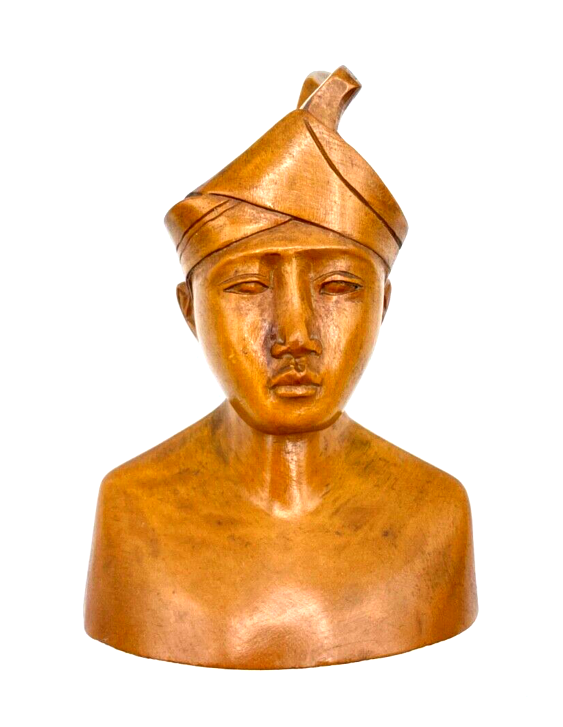 Alte Rosenholz Büste aus Bali Tempeldiener Tempeltänzerin H 16 cm2