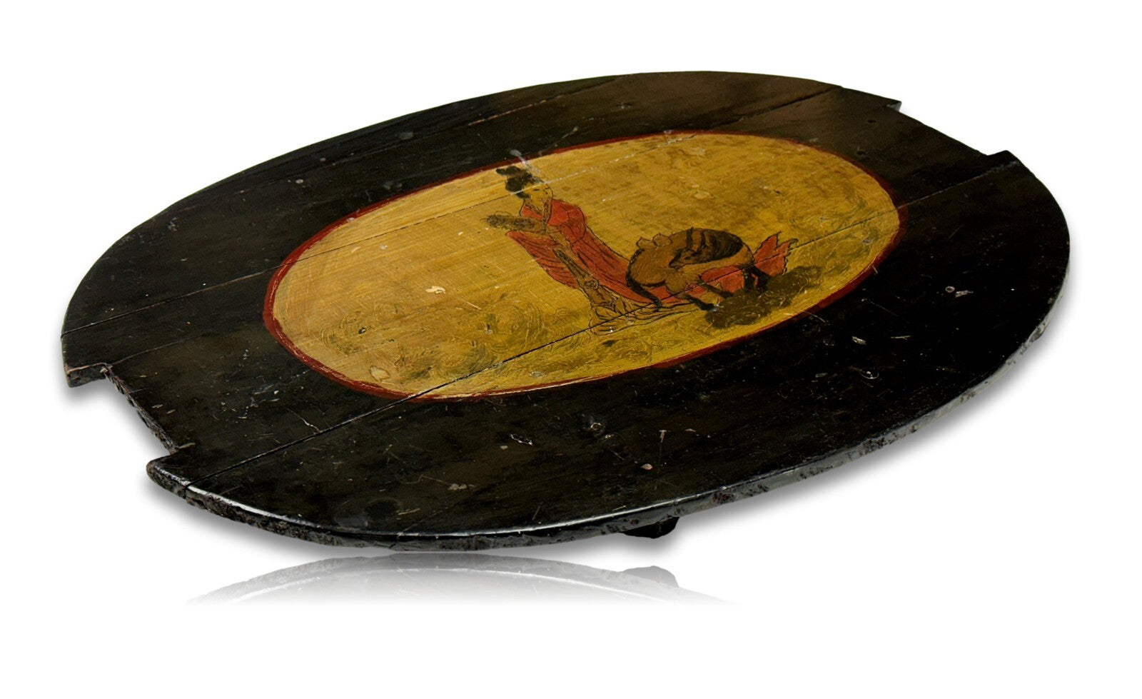 Japanisches Lacktablett mit Malerei - Geisha und Kirin - Mythologie - 18801