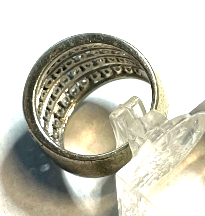 Solider 925 Silber Ring Cocktail Silberring CZ Besatz Handarbeit Ø 16 mm RG 507