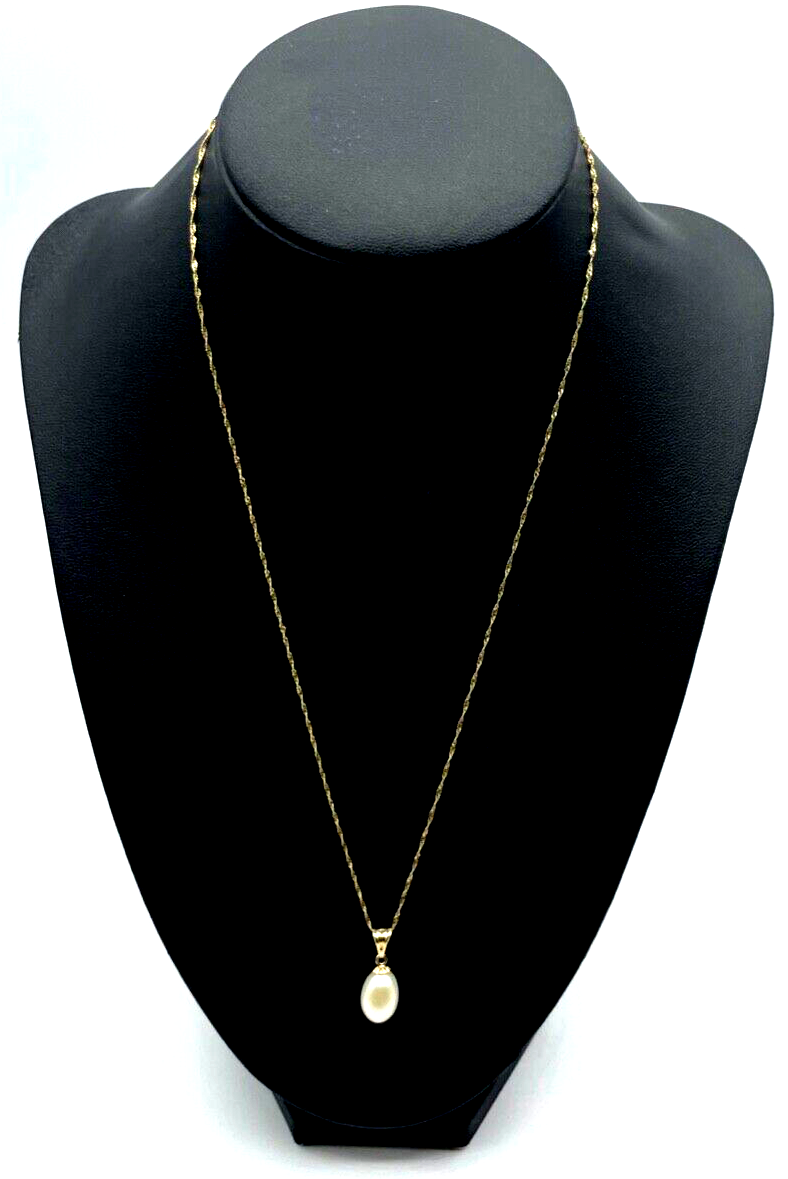333 Gold 8 K Gelbgold Kette Kordelkette mit SWZ Perle oval elegant Klassisch0