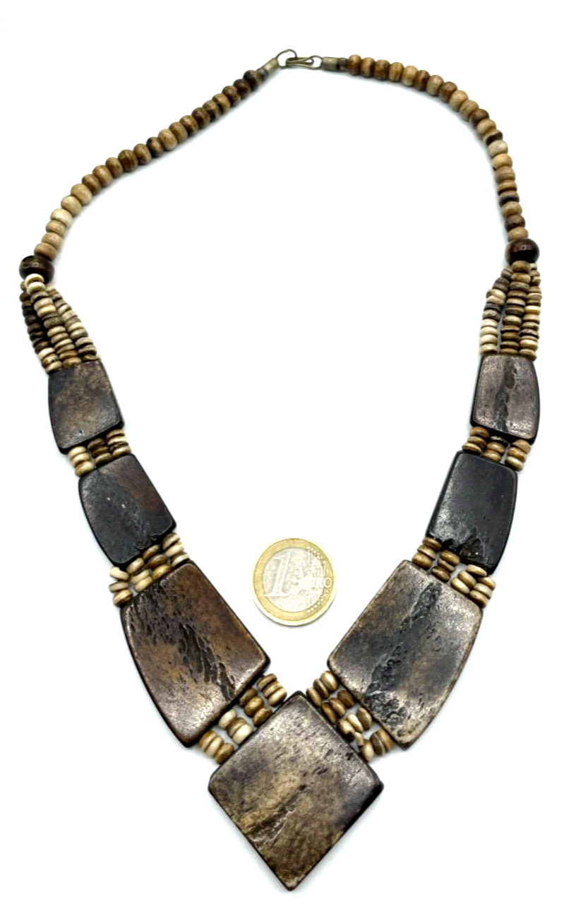 Vintage attraktive Ethno Horn Kette Collier Handarbeit sehr gepflegt L 55 cm4
