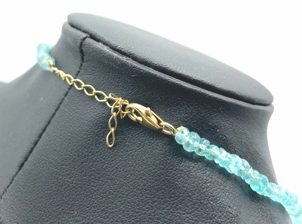 585 Gold 14 K Aquamarin facettiert Kette L 45 + 5 cm Verlängerung B 3-4 mm gepfl3