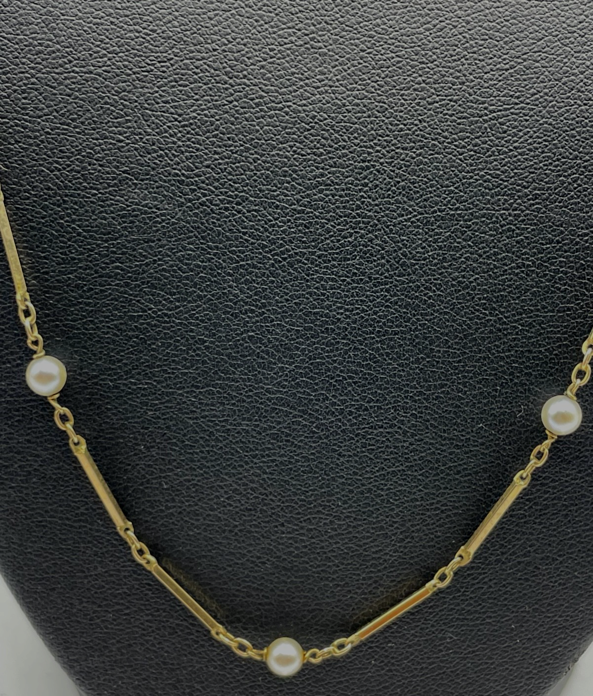 Elegant 333 Gold 8 K Halskette Stäbchen echte Perlen Juwelier L 54 cm B 5 mm1