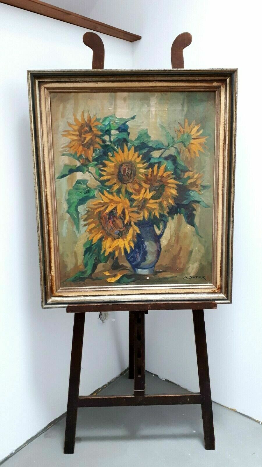 Adalbert Sutor Sonnenblumen - Ölgemälde - Öl auf Leinwand - Gerahmt - Signiert1