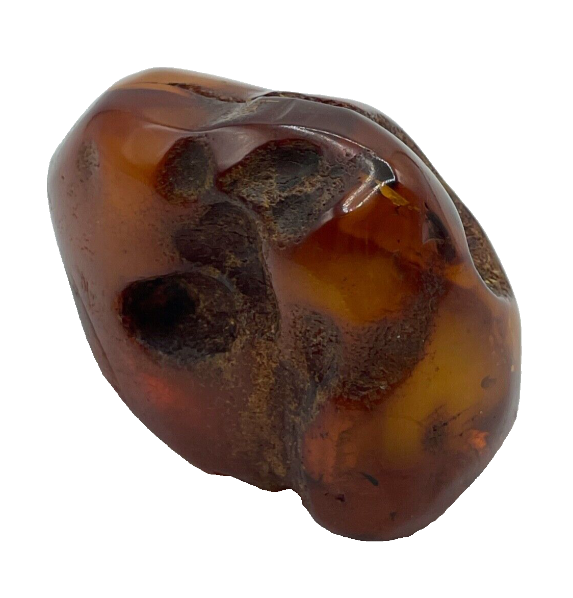Authentischer Natur Bernstein Findling teilpoliert 132,99 Gramm Amber7