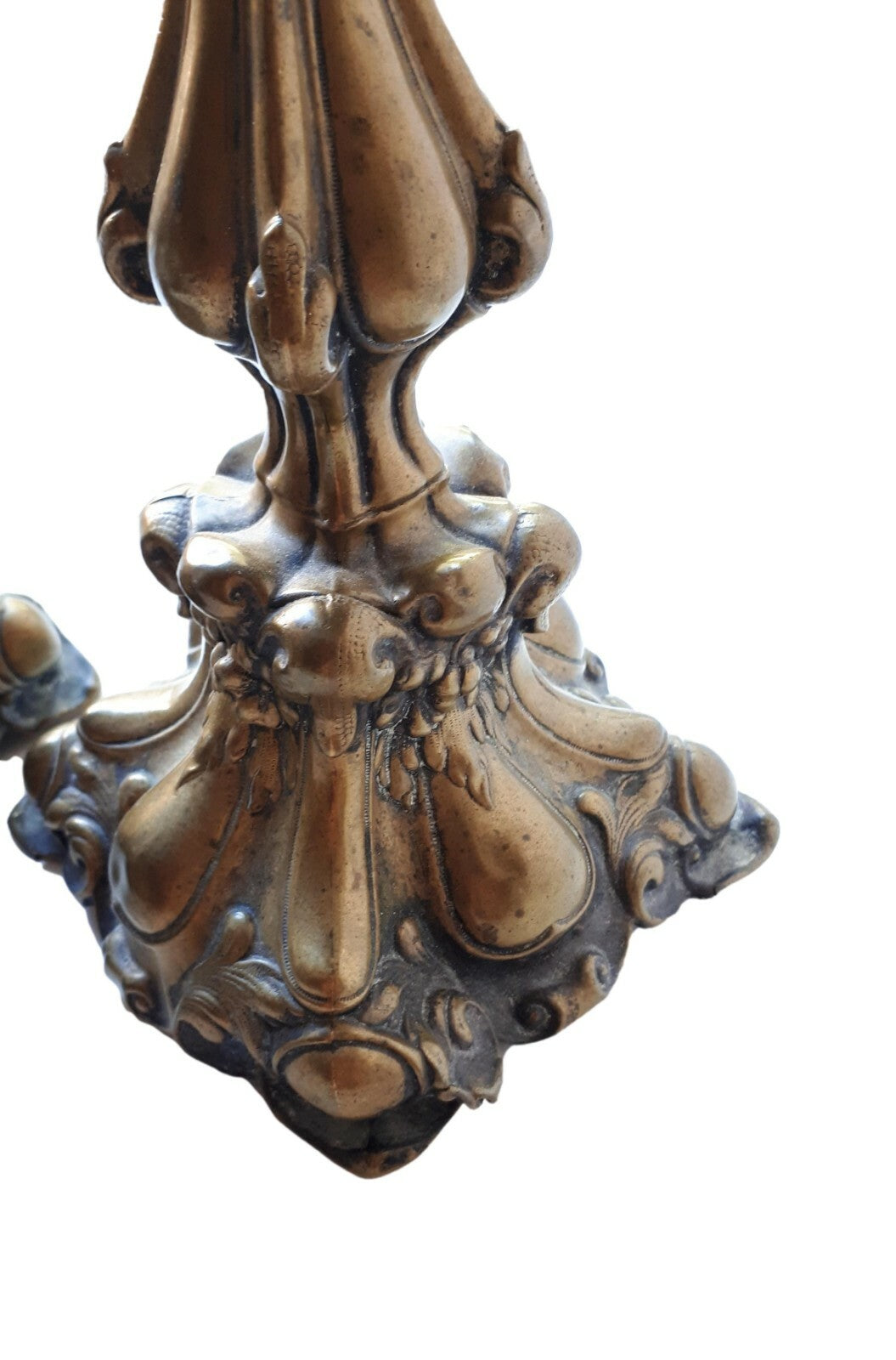 antikes Barockleuchter Paar - Kerzenhalter Kerzenständer - Messing Bronze Blech 2