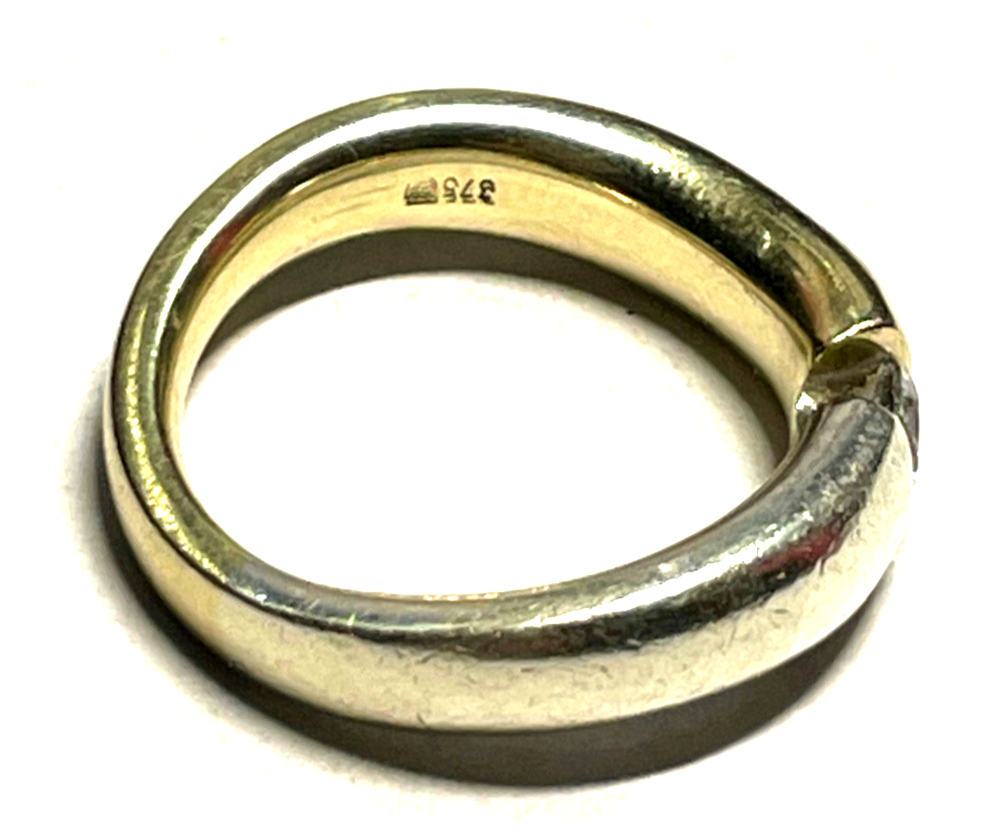 Massiver 375 Gold 9 K Ring mit 0,25 ct. Simili Solitär bicolor RG 57 Ø 18 mm3
