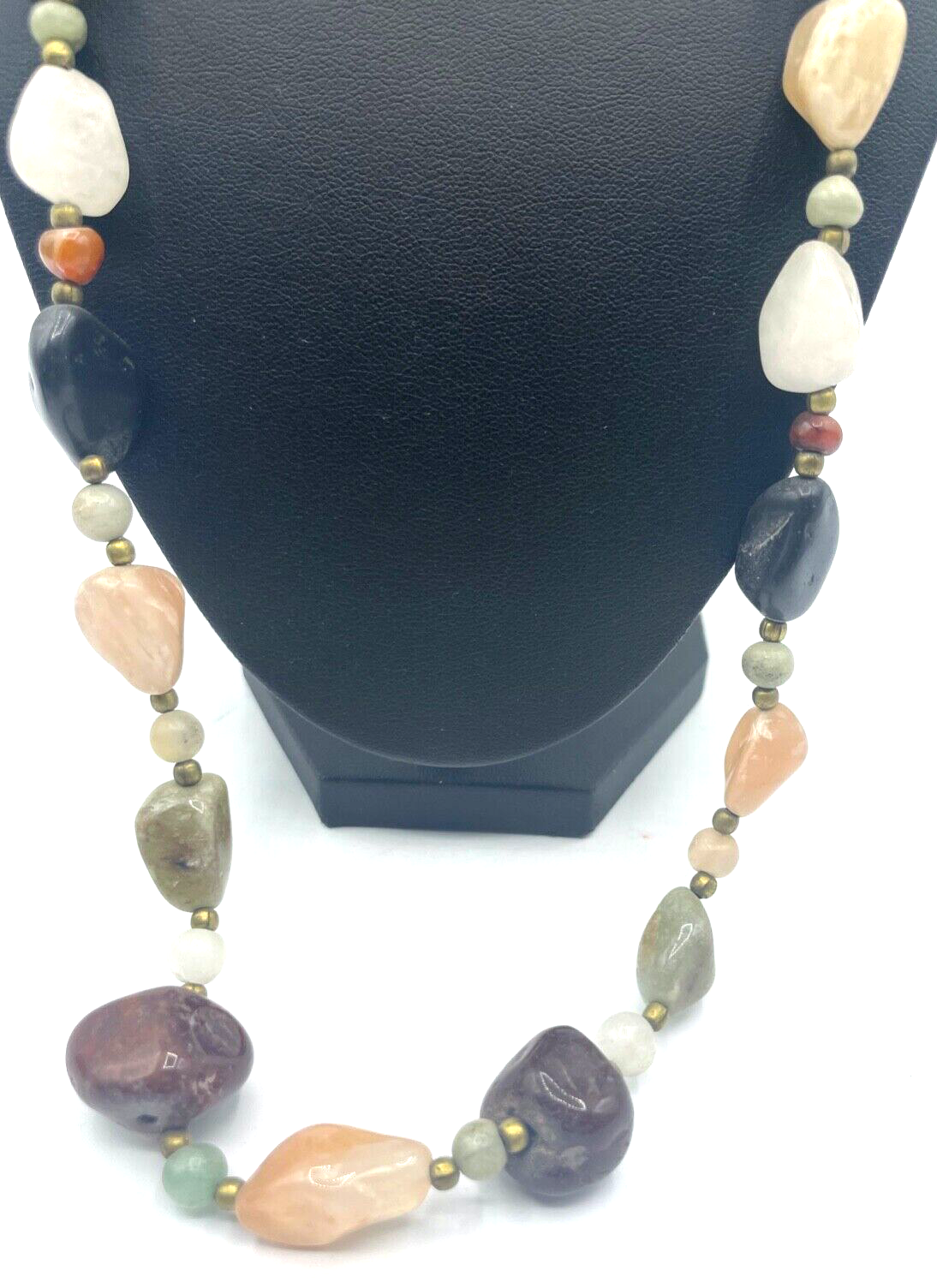Aparte vintage Edelstein Kette Halbedelsteine im Mix Nuggets L 69 cm1