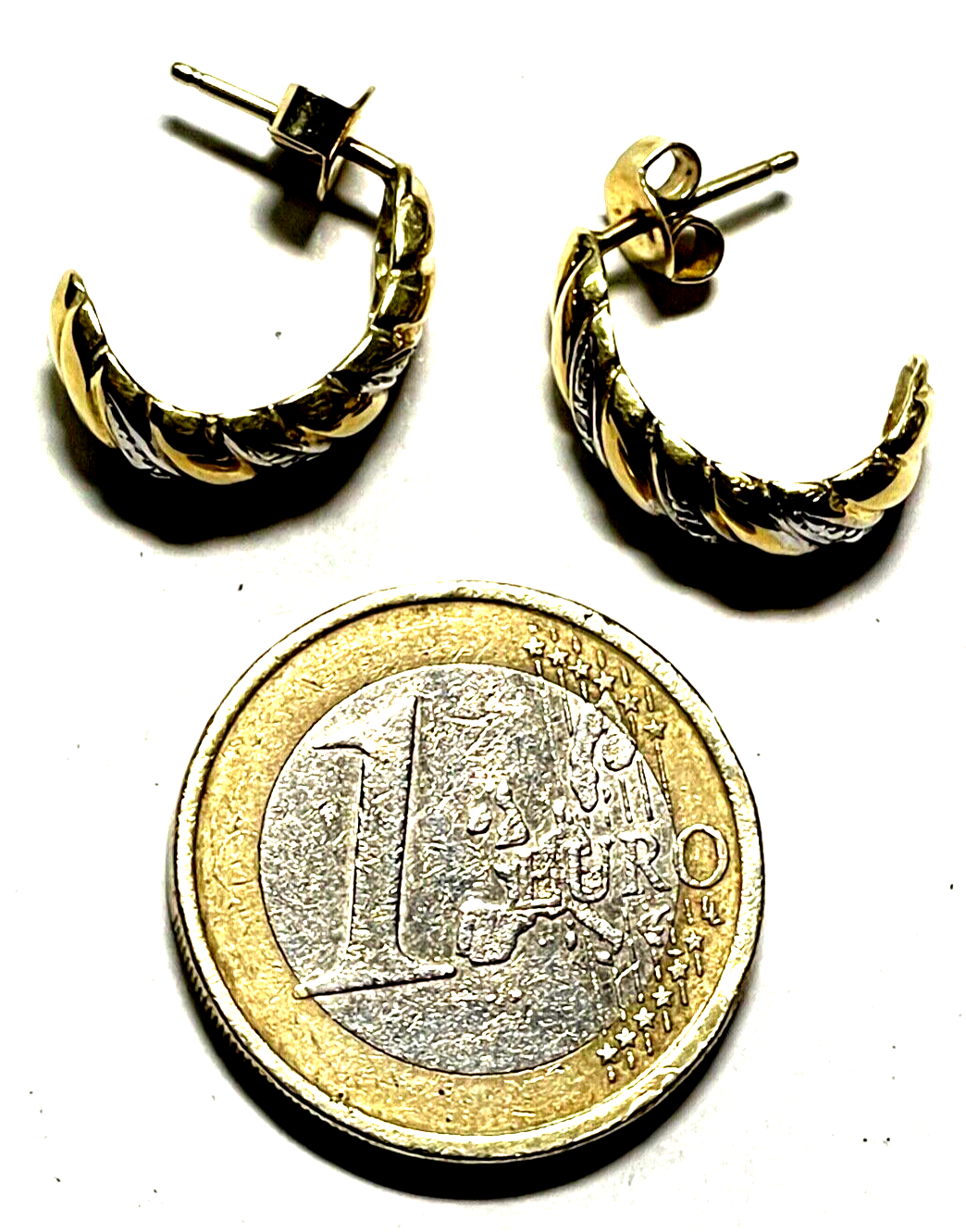 585 Gold 14 K Ohrringe Halbcreolen Ohrstecker 4x Diamant L 16 B 5,5 mm Juwelier7