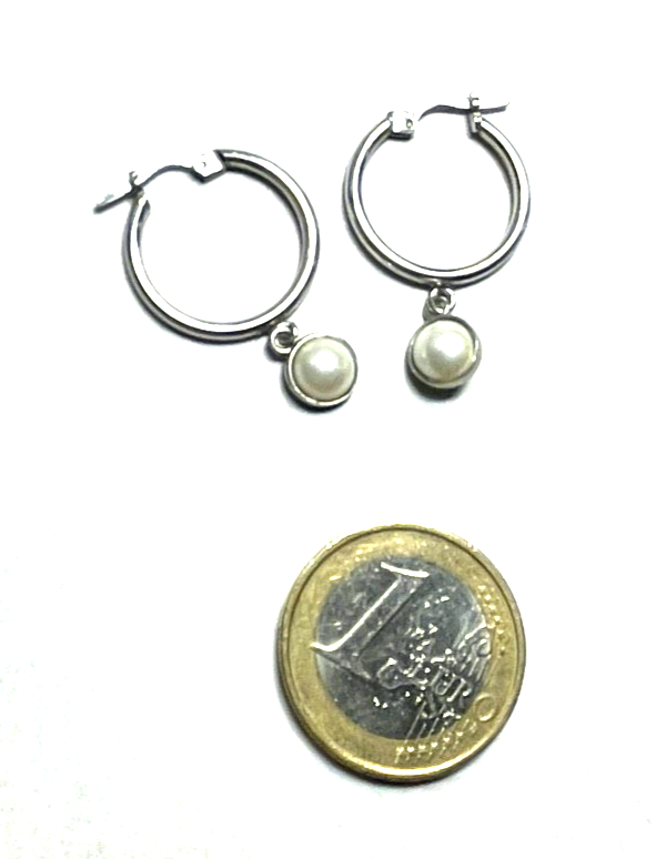 925 Silber  Dyadema Italy Creolen Klappcreolen SWZ Perle Halbperle Ø 19 mm gepfl2