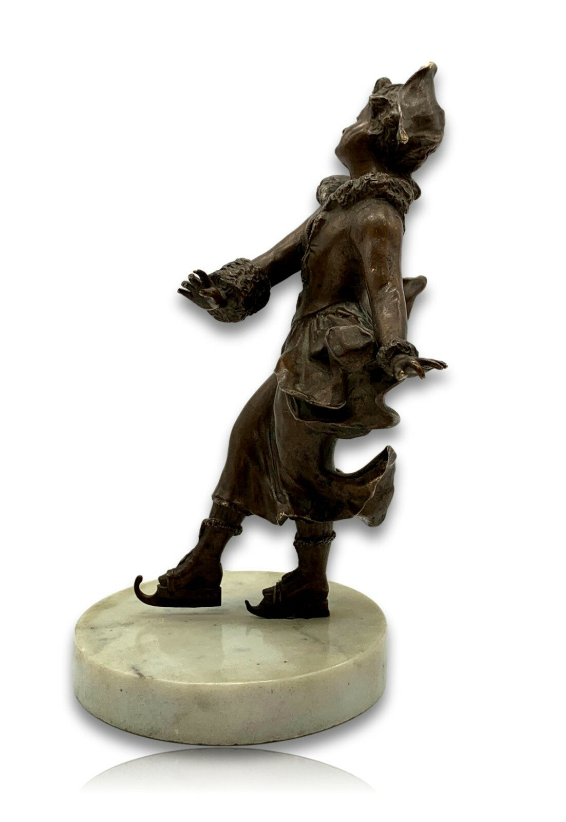 Jugendstil Bronze - Schlittschuhfahrerin - Figur mit Marmorsockel - um 1900/101