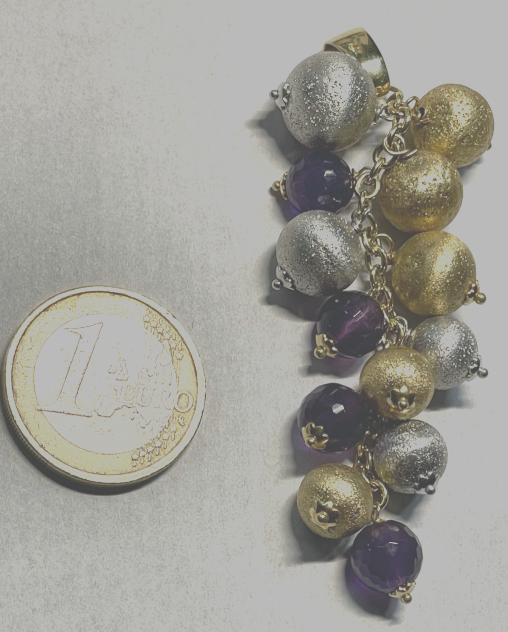 585 Gold 14 K stattlicher Anhänger Bicolor mit Amethyst Juwelier Qualität Unikat6