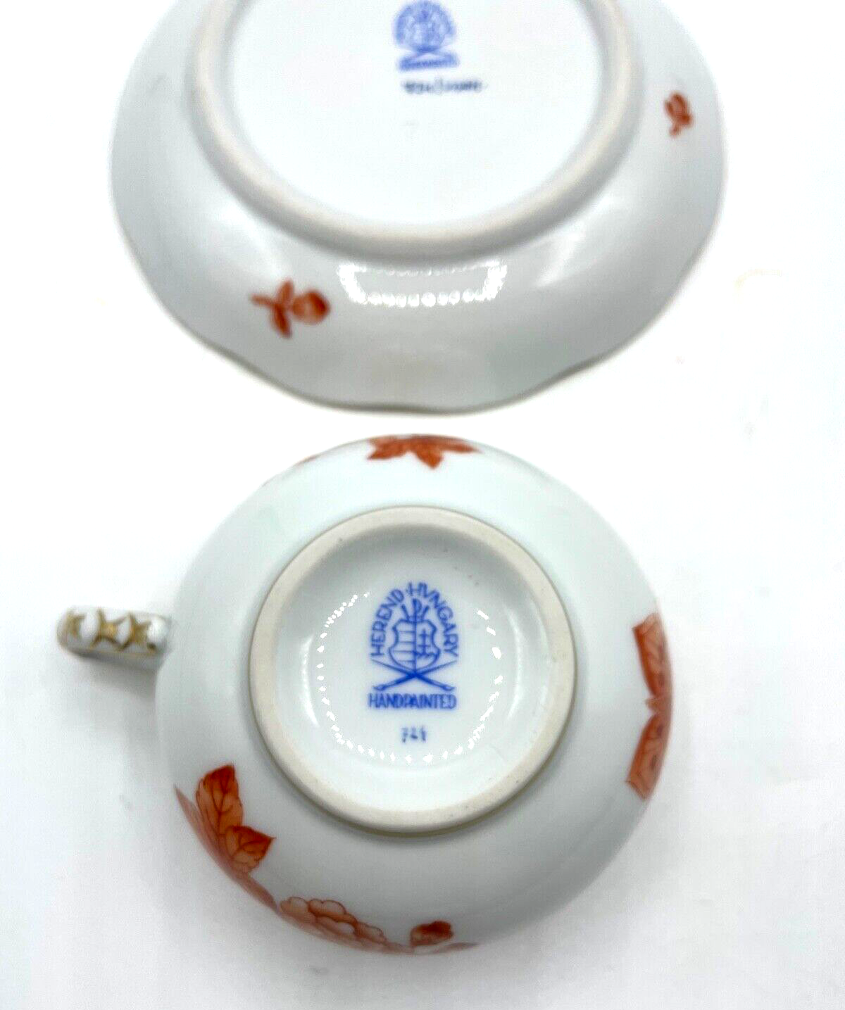 Herend Porzellan Tasse + Untertasse Fortuna Rust Cup + Saucer selten  1. WAHL7